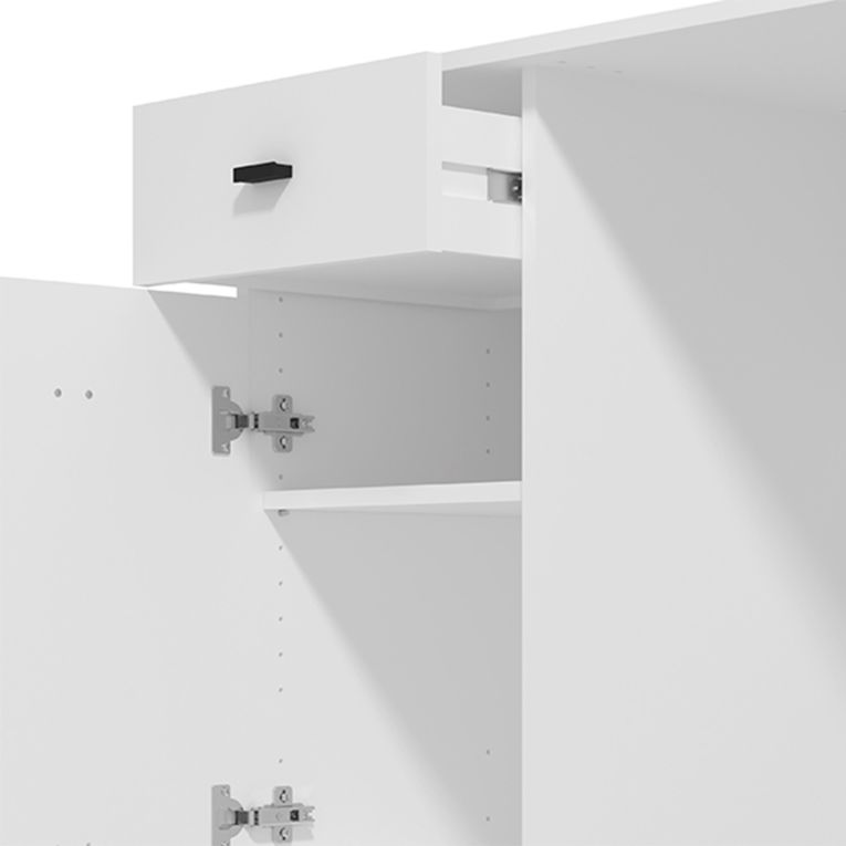 Scrivania Bianco Opaco Nero un Cassetto un Ripiano 140x50x77h cm, Un'anta - Porven