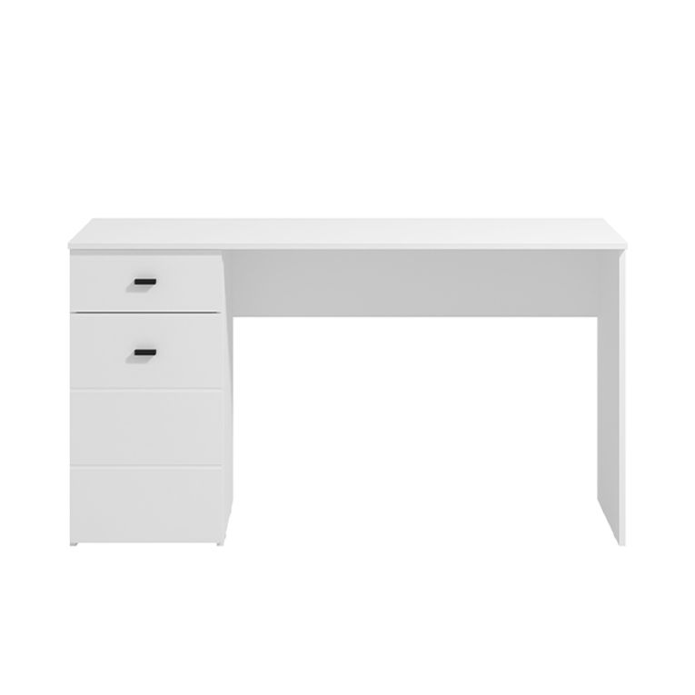 Scrivania Bianco Opaco Nero un Cassetto un Ripiano 140x50x77h cm, Un'anta - Porven