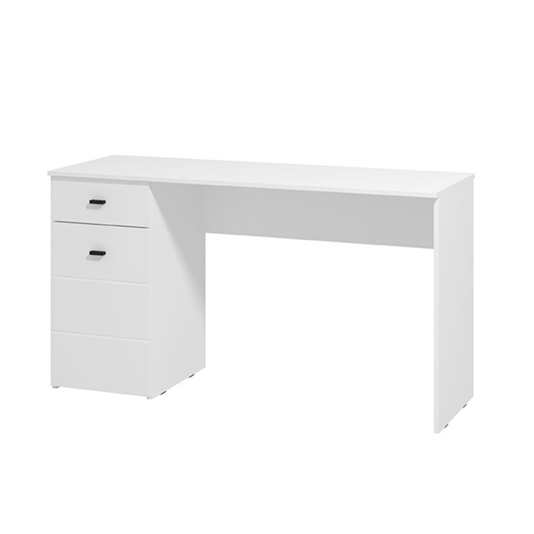 Scrivania Bianco Opaco Nero un Cassetto un Ripiano 140x50x77h cm, Un'anta - Porven