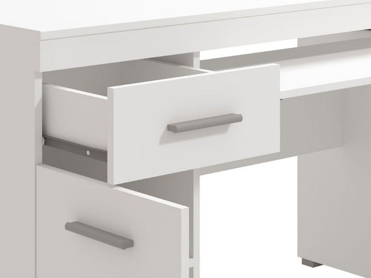 Scrivania Bianco Opaco un Cassetto 5 Ripiani 145x65.5x75.5h cm, Un'anta - Massafra
