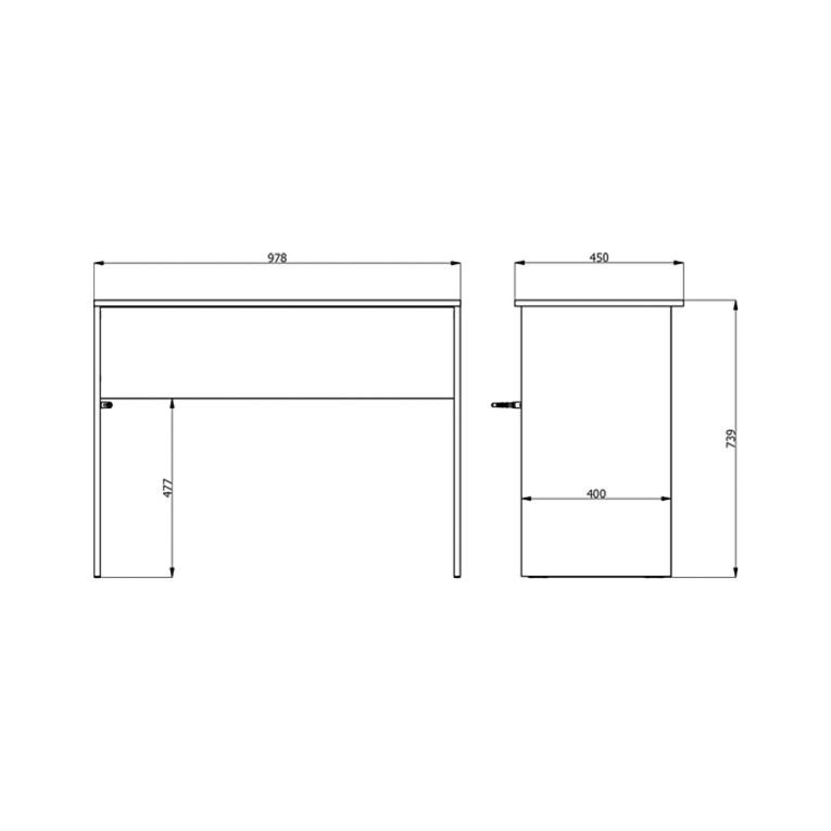 Scrivania Bianco Opaco un Ripiano Sfumatura Colore Struttura Opaco 98x45x74h cm, Sfumatura Colore Ripiano Opaco - Pichil