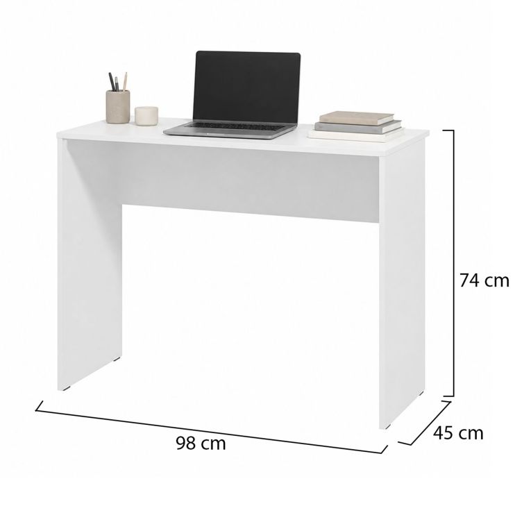 Scrivania Bianco Opaco un Ripiano Sfumatura Colore Struttura Opaco 98x45x74h cm, Sfumatura Colore Ripiano Opaco - Pichil
