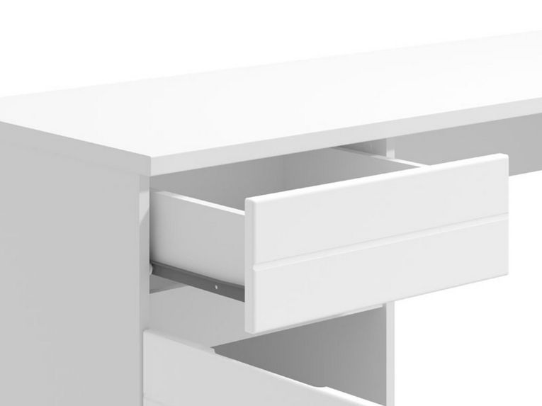 Scrivania Bianco un Cassetto un Ripiano 130x50x75.5h cm, Un'anta - Cambio