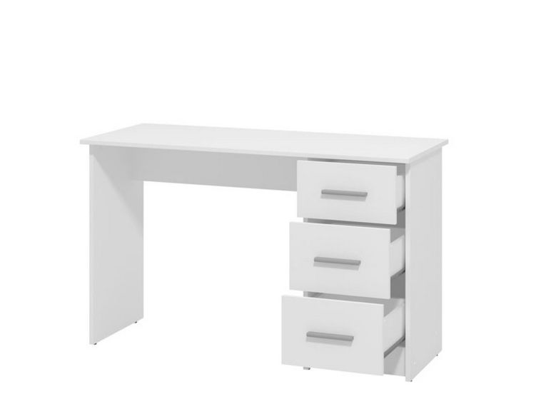 Scrivania Bianco un Ripiano 3 Cassetti 121x50x74.5h cm, Maniglie Incluse - Rifiano