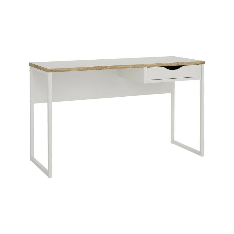 Scrivania Brielle, Scrittoio multiuso, Tavolo per ufficio porta PC, Piano di lavoro, 130x48 h77 cm, Bianco
