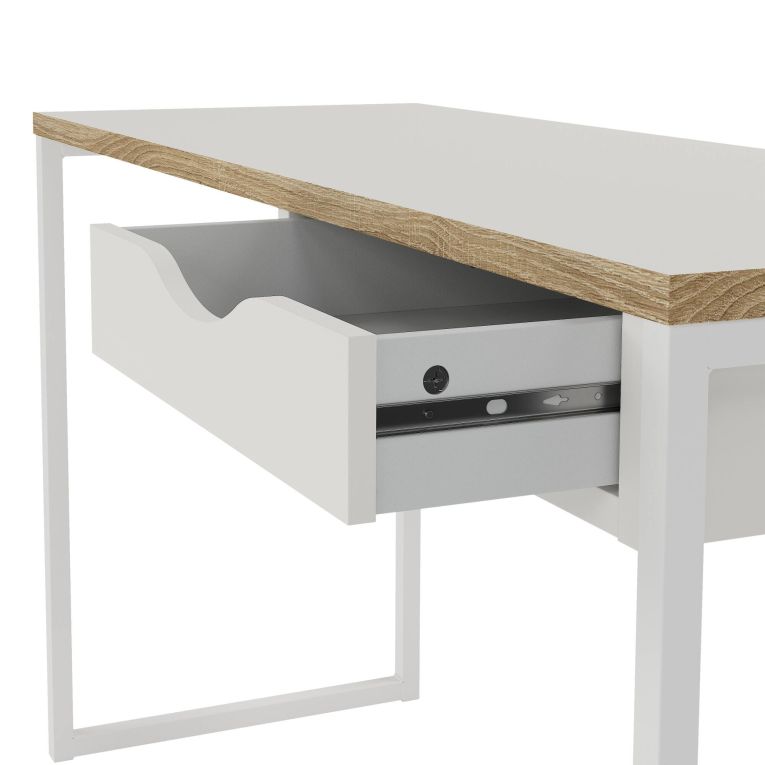 Scrivania Brielle, Scrittoio multiuso, Tavolo per ufficio porta PC, Piano di lavoro, 130x48 h77 cm, Bianco
