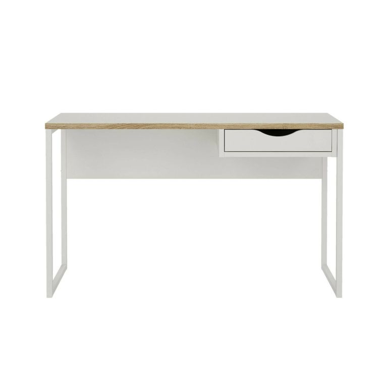 Scrivania Brielle, Scrittoio multiuso, Tavolo per ufficio porta PC, Piano di lavoro, 130x48 h77 cm, Bianco