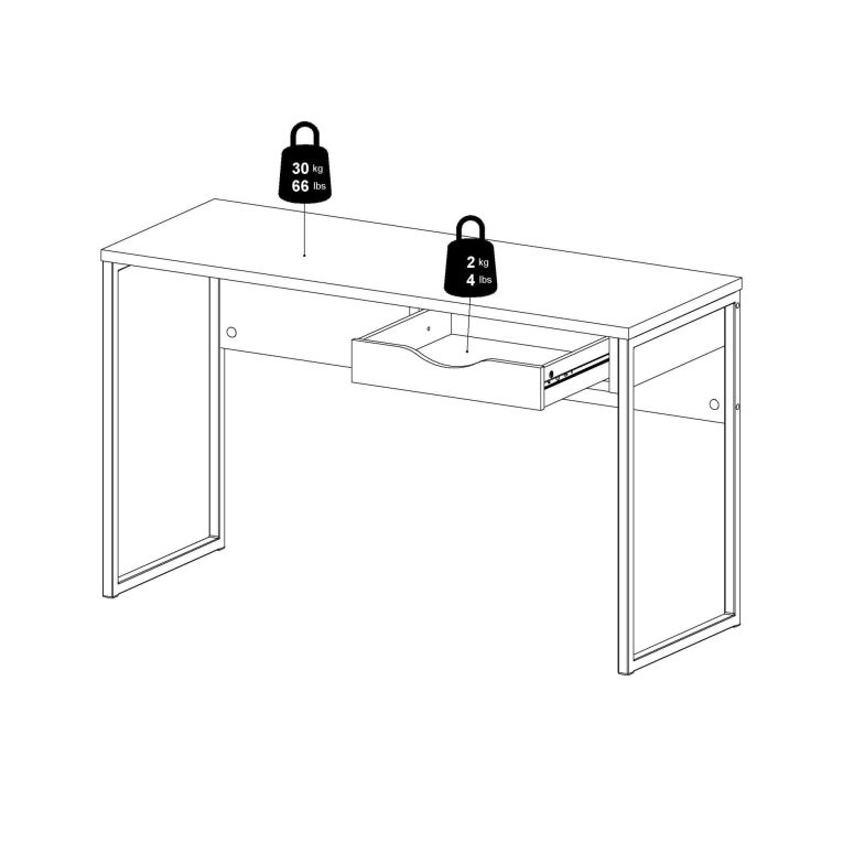 Scrivania Brielle, Scrittoio multiuso, Tavolo per ufficio porta PC, Piano di lavoro, 130x48 h77 cm, Bianco
