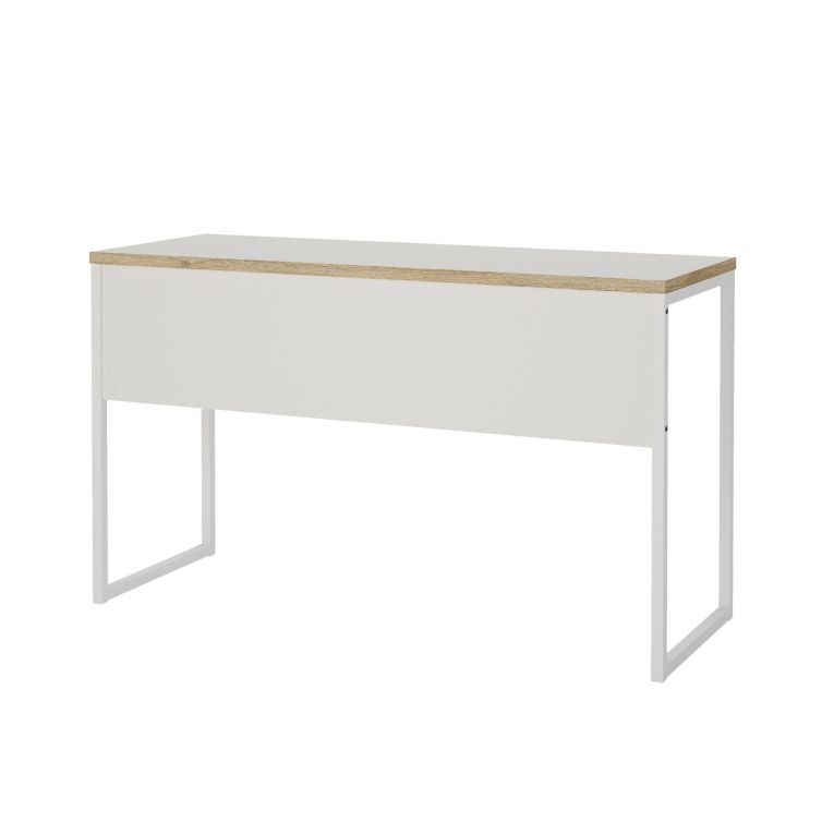 Scrivania Brielle, Scrittoio multiuso, Tavolo per ufficio porta PC, Piano di lavoro, 130x48 h77 cm, Bianco