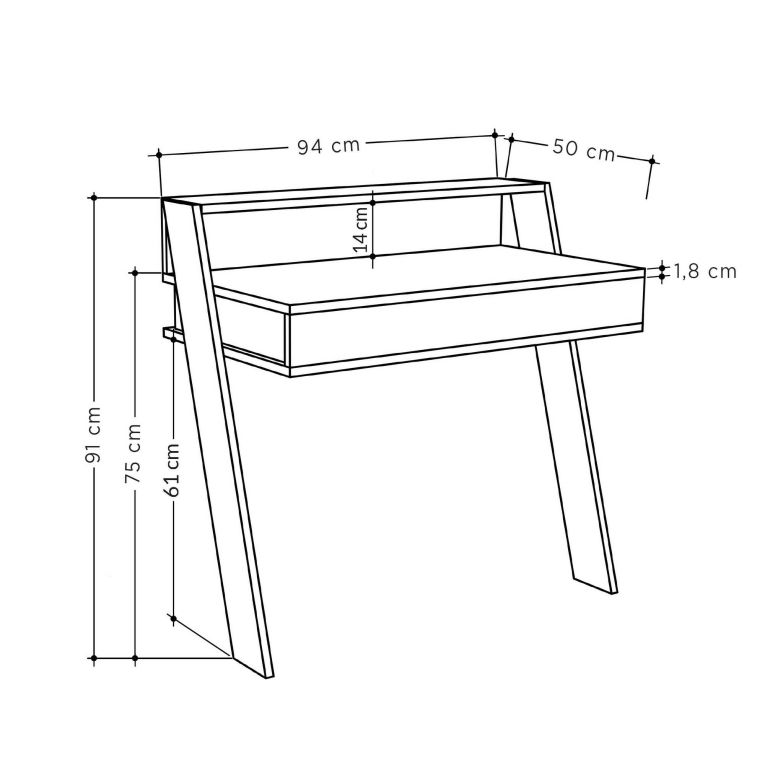 Scrivania Callirrhoe, Scrittoio multiuso, Tavolo per ufficio porta PC, Piano di lavoro, 94x50 h91 cm, Antracite
