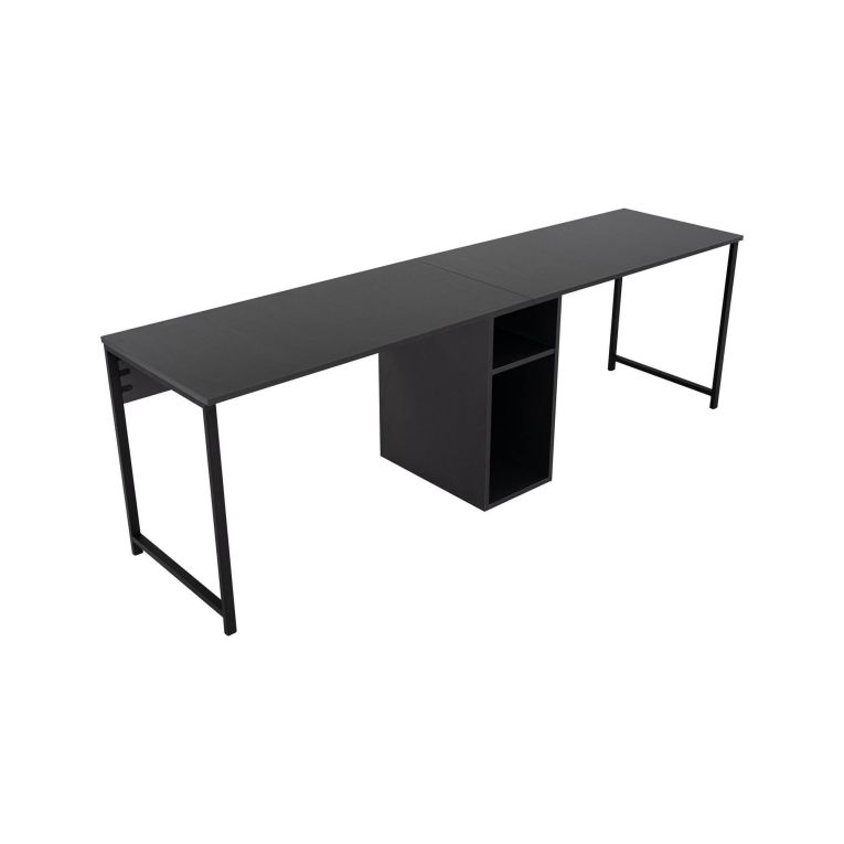 Scrivania Caprioli, Scrittoio multiuso, Tavolo per ufficio porta PC, Piano di lavoro, 240x60 h74 cm, Antracite