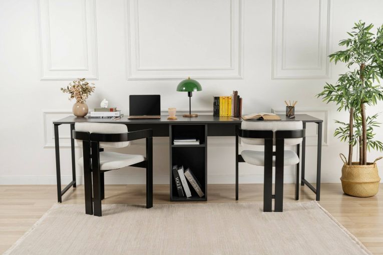 Scrivania Caprioli, Scrittoio multiuso, Tavolo per ufficio porta PC, Piano di lavoro, 240x60 h74 cm, Antracite