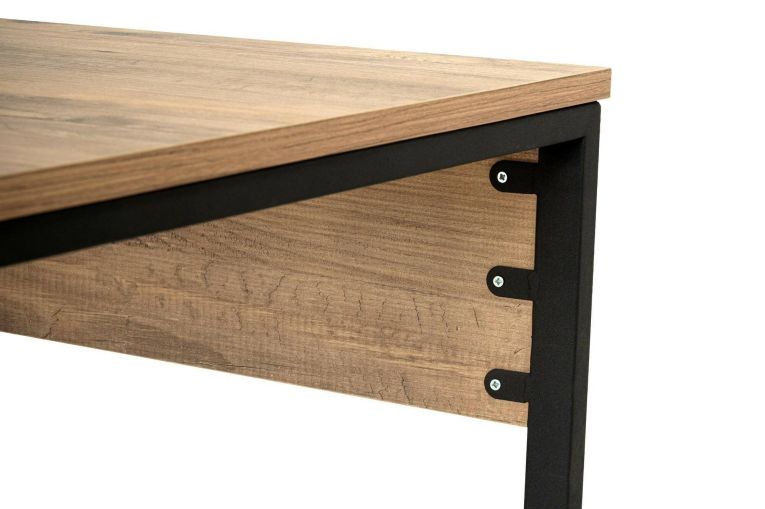 Scrivania Caprioli, Scrittoio multiuso, Tavolo per ufficio porta PC, Piano di lavoro, 240x60 h74 cm, Pino e Nero
