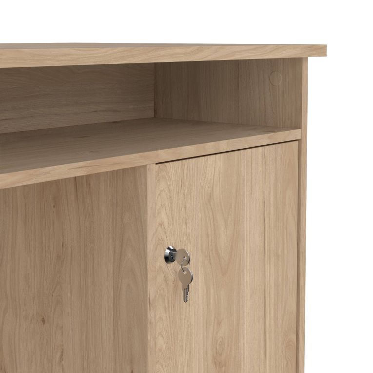 Scrivania Carine, Scrittoio multiuso, Tavolo per ufficio porta PC, Piano di lavoro, 55x126 h76 cm, Rovere