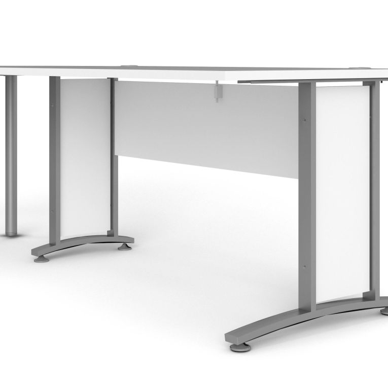 Scrivania Cezannine, Scrittoio multiuso, Tavolo per ufficio porta PC, Piano di lavoro, 200x230 h75 cm, Bianco e Grigio