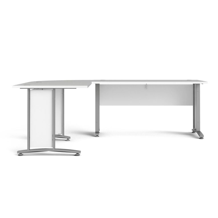 Scrivania Cezannine, Scrittoio multiuso, Tavolo per ufficio porta PC, Piano di lavoro, 200x230 h75 cm, Bianco e Grigio