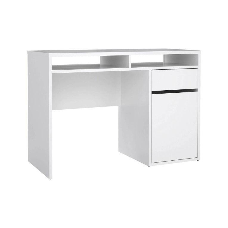 Scrivania Cherie, Scrittoio multiuso, Tavolo per ufficio porta PC, Piano di lavoro, 110x48 h77 cm, Bianco