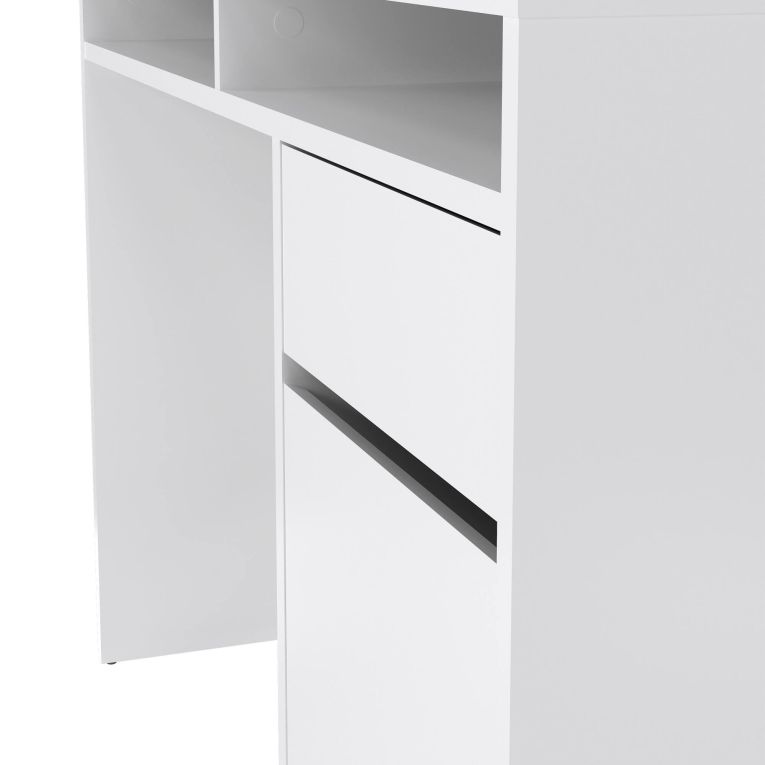 Scrivania Cherie, Scrittoio multiuso, Tavolo per ufficio porta PC, Piano di lavoro, 110x48 h77 cm, Bianco