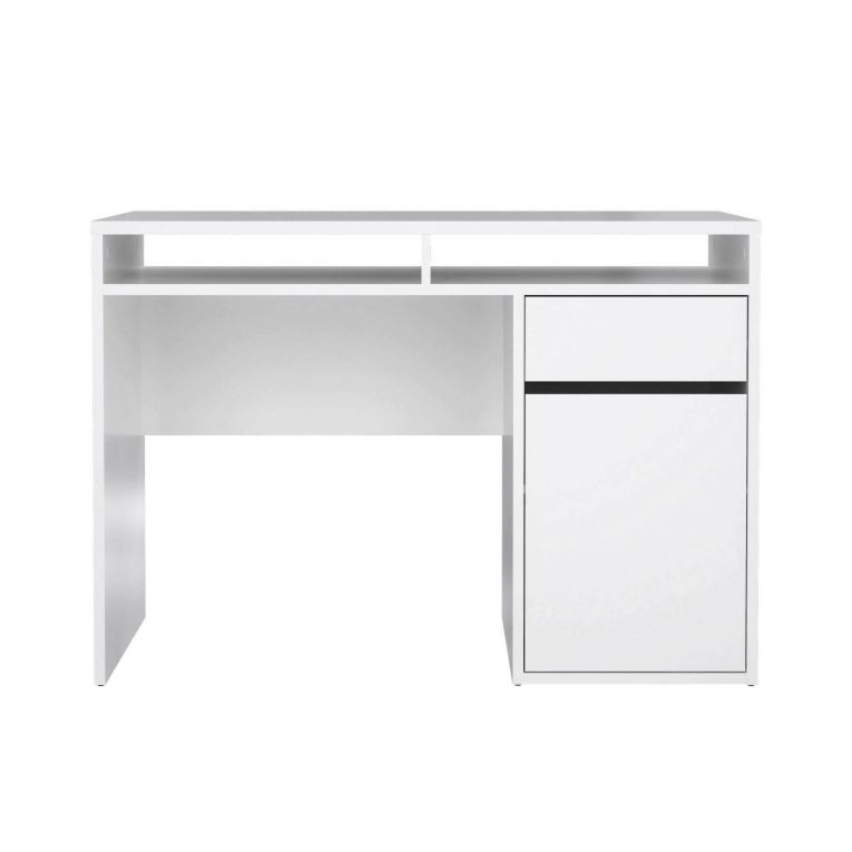 Scrivania Cherie, Scrittoio multiuso, Tavolo per ufficio porta PC, Piano di lavoro, 110x48 h77 cm, Bianco