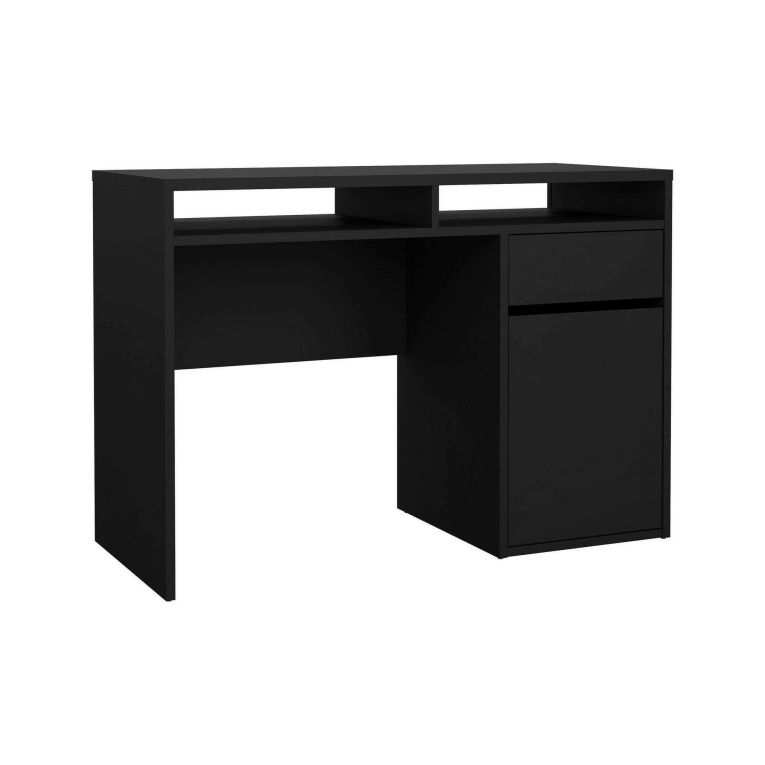 Scrivania Cherie, Scrittoio multiuso, Tavolo per ufficio porta PC, Piano di lavoro, 110x48 h77 cm, Nero