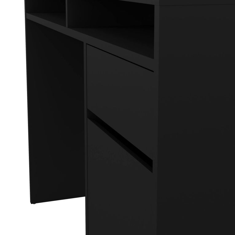 Scrivania Cherie, Scrittoio multiuso, Tavolo per ufficio porta PC, Piano di lavoro, 110x48 h77 cm, Nero