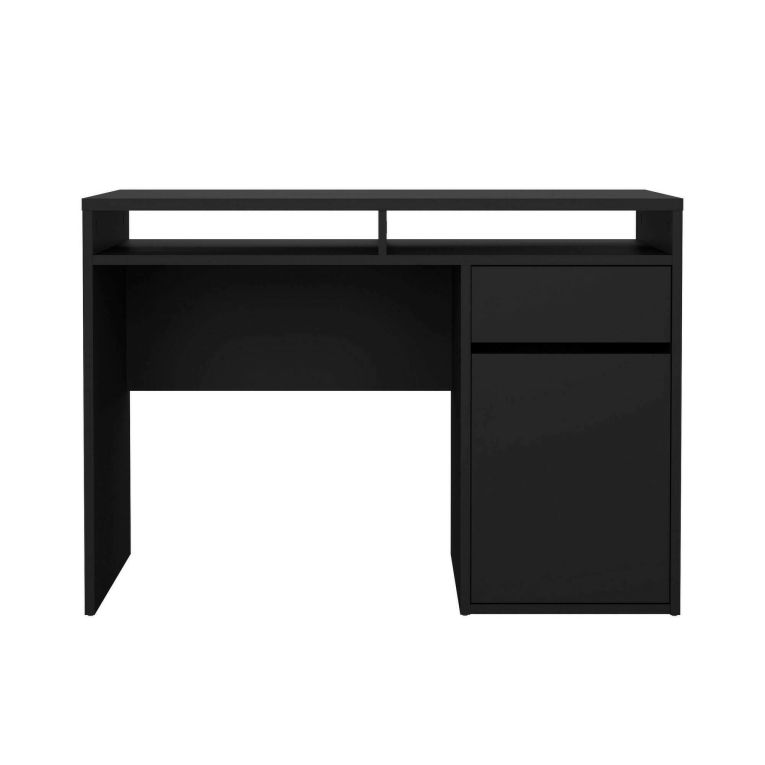 Scrivania Cherie, Scrittoio multiuso, Tavolo per ufficio porta PC, Piano di lavoro, 110x48 h77 cm, Nero