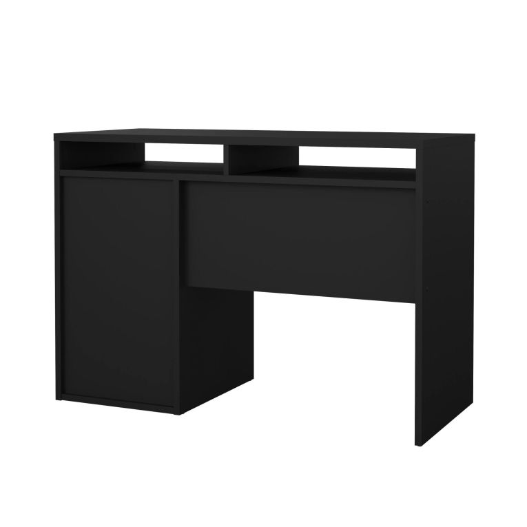 Scrivania Cherie, Scrittoio multiuso, Tavolo per ufficio porta PC, Piano di lavoro, 110x48 h77 cm, Nero