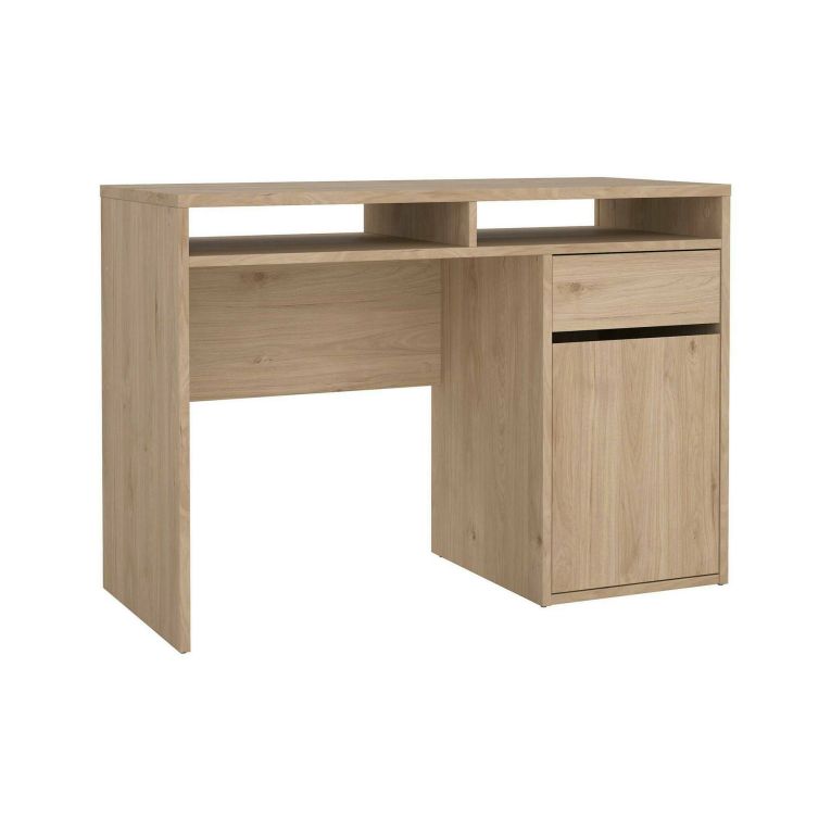 Scrivania Cherie, Scrittoio multiuso, Tavolo per ufficio porta PC, Piano di lavoro, 48x110 h77 cm, Rovere