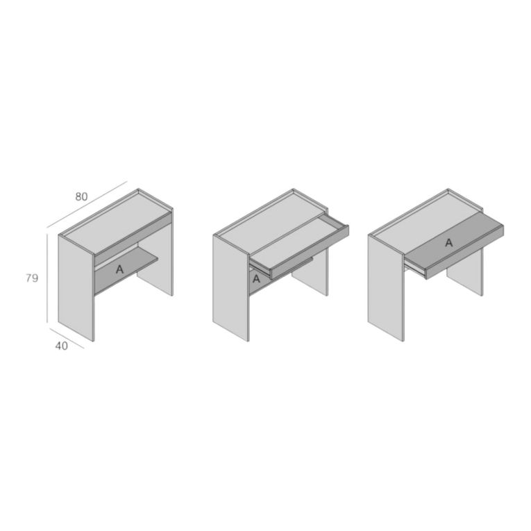 Scrivania Clematide, Scrittoio moderno con cassetto, Tavolo da studio o ufficio porta PC portalibri, 100% Made in Italy, 80x40h79 cm, Bianco e Rovere