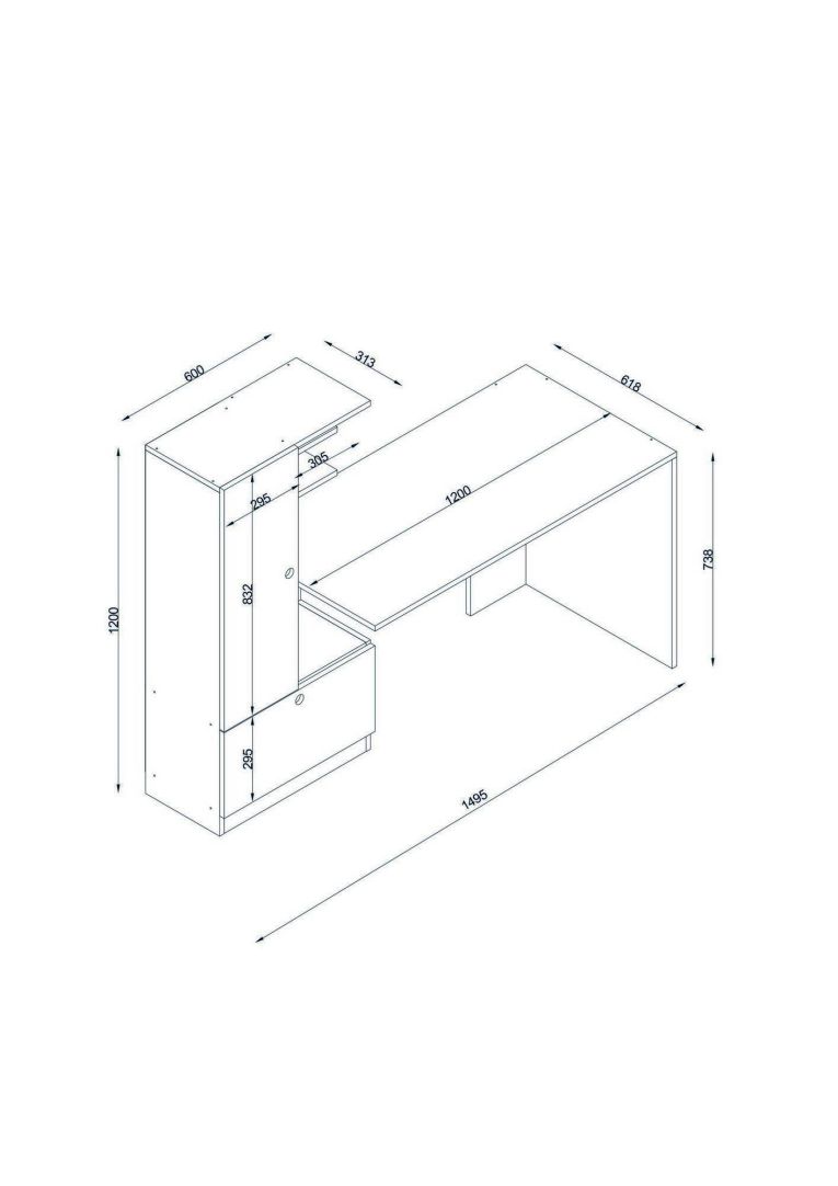 Scrivania Clytia, Scrittoio multiuso, Tavolo per ufficio porta PC, Piano di lavoro, 150x62 h120 cm, Bianco e Noce