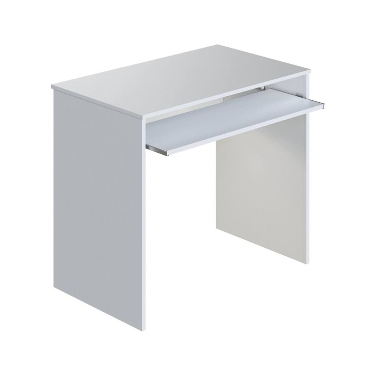 Scrivania Dayton, Scrittoio per ufficio con ripiano, Tavolo da studio porta PC da ufficio o cameretta, Tavolo da studio, 90x54h79 cm, Bianco