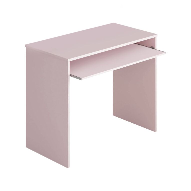 Scrivania Dayton, Scrittoio per ufficio con ripiano, Tavolo da studio porta PC da ufficio o cameretta, Tavolo da studio, 90x54h79 cm, Rosa