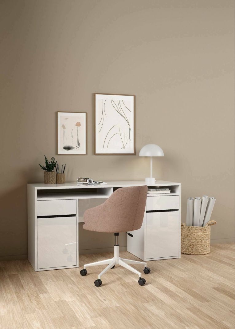 Scrivania Dina, Scrittoio multiuso, Tavolo per ufficio porta PC, Piano di lavoro, 48x149 h77 cm, Bianco
