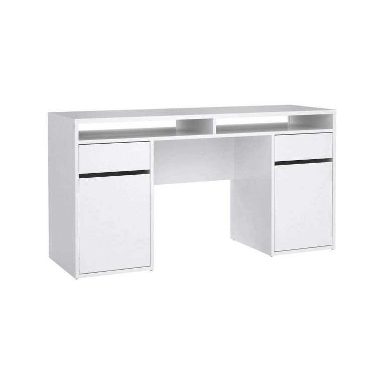 Scrivania Dina, Scrittoio multiuso, Tavolo per ufficio porta PC, Piano di lavoro, 48x149 h77 cm, Bianco