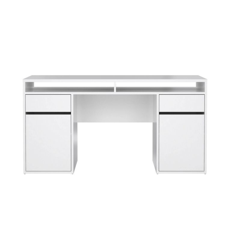 Scrivania Dina, Scrittoio multiuso, Tavolo per ufficio porta PC, Piano di lavoro, 48x149 h77 cm, Bianco
