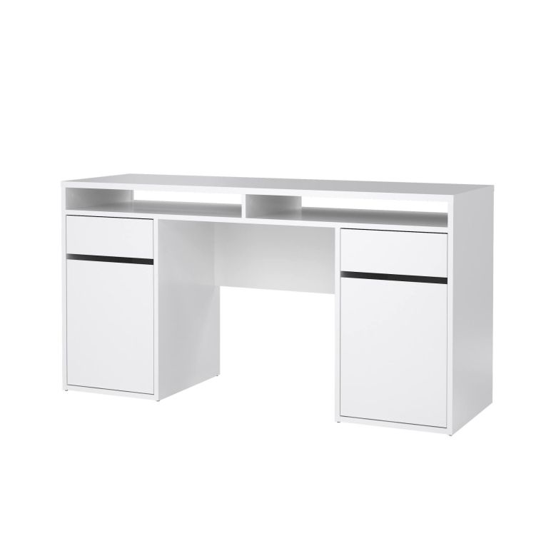 Scrivania Dina, Scrittoio multiuso, Tavolo per ufficio porta PC, Piano di lavoro, 48x149 h77 cm, Bianco