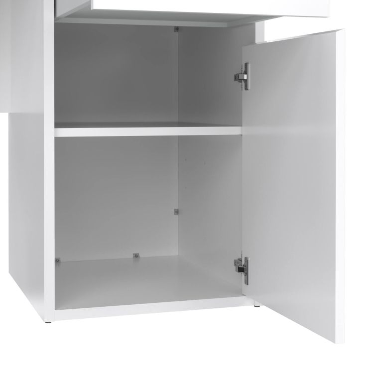 Scrivania Dina, Scrittoio multiuso, Tavolo per ufficio porta PC, Piano di lavoro, 48x149 h77 cm, Bianco