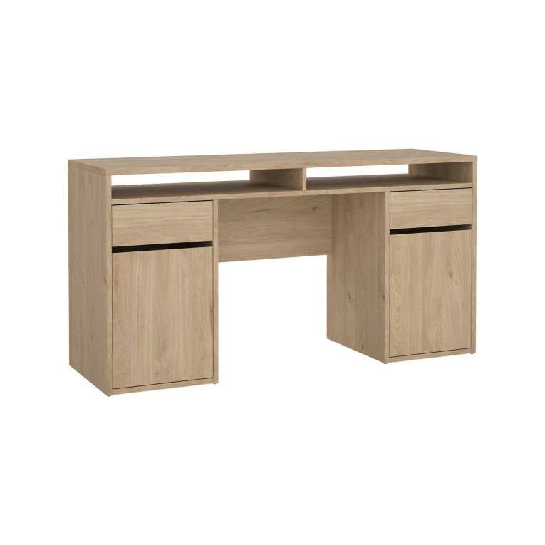 Scrivania Dina, Scrittoio multiuso, Tavolo per ufficio porta PC, Piano di lavoro, 48x149 h77 cm, Rovere