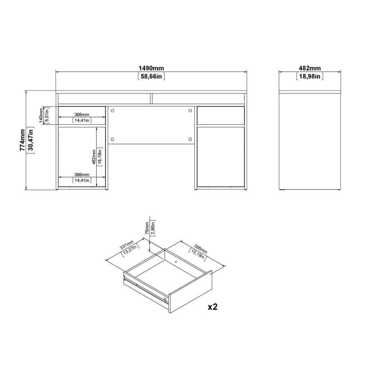 Scrivania Dina, Scrittoio multiuso, Tavolo per ufficio porta PC, Piano di lavoro, 48x149 h77 cm, Rovere