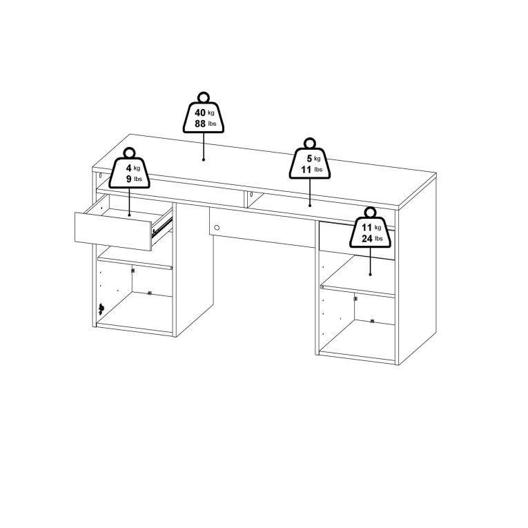 Scrivania Dina, Scrittoio multiuso, Tavolo per ufficio porta PC, Piano di lavoro, 48x149 h77 cm, Rovere
