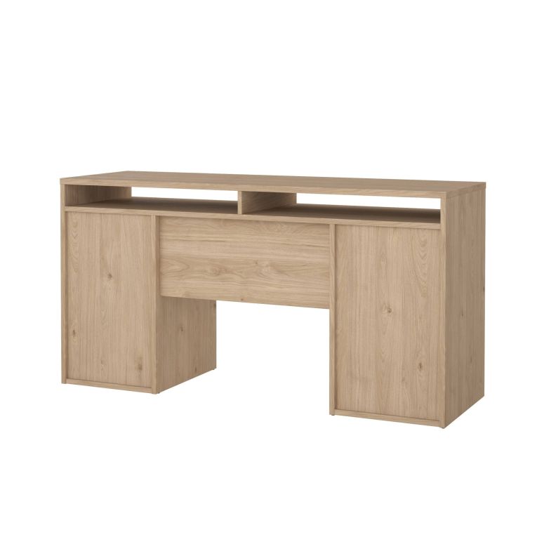 Scrivania Dina, Scrittoio multiuso, Tavolo per ufficio porta PC, Piano di lavoro, 48x149 h77 cm, Rovere