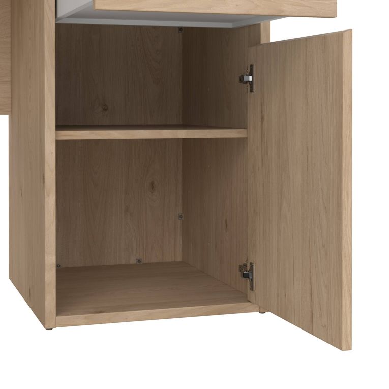 Scrivania Dina, Scrittoio multiuso, Tavolo per ufficio porta PC, Piano di lavoro, 48x149 h77 cm, Rovere