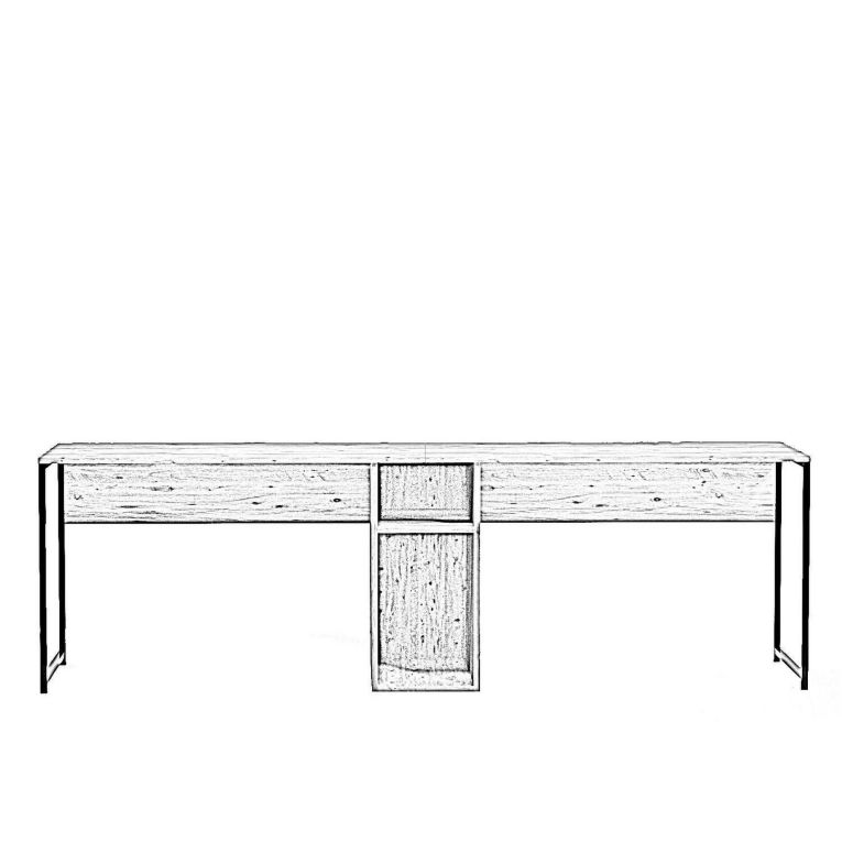 Scrivania doppia quercia 240x60cm struttura in metallo - Asarat