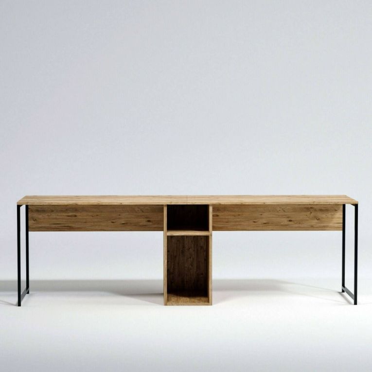 Scrivania doppia quercia 240x60cm struttura in metallo - Asarat