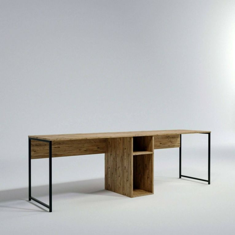 Scrivania doppia quercia 240x60cm struttura in metallo - Asarat