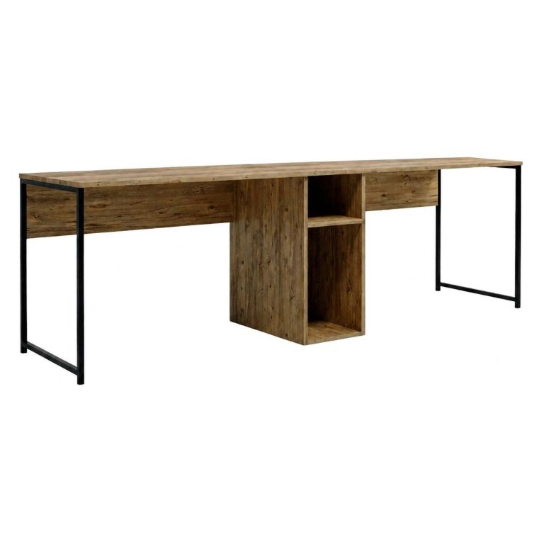 Scrivania doppia quercia 240x60cm struttura in metallo - Asarat