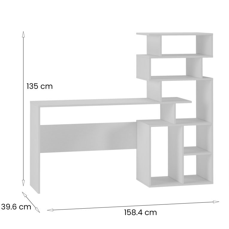 Scrivania Dpasqui, 159x40h135 cm, Bianco