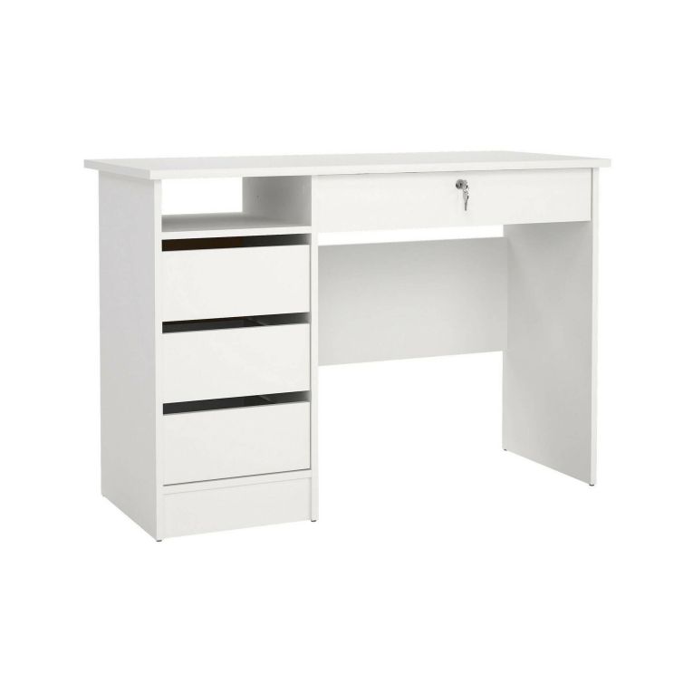 Scrivania Eliane, Scrittoio multiuso, Tavolo per ufficio porta PC, Piano di lavoro, 49x109 h76 cm, Bianco