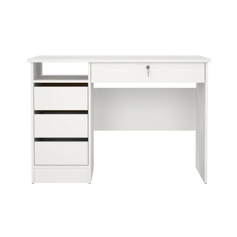 Scrivania Eliane, Scrittoio multiuso, Tavolo per ufficio porta PC, Piano di lavoro, 49x109 h76 cm, Bianco