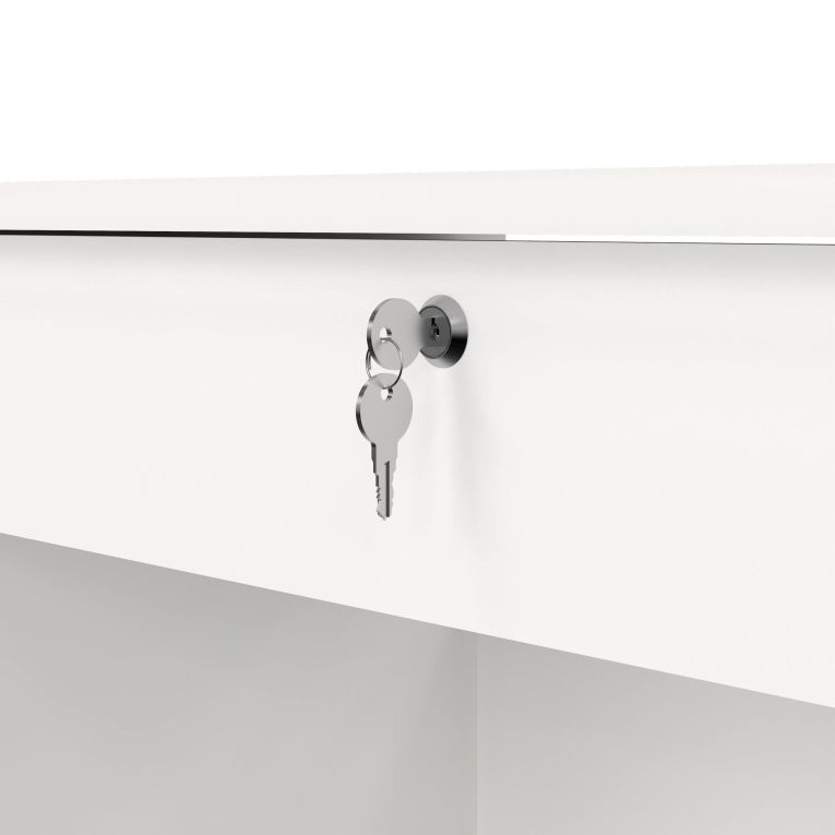 Scrivania Eliane, Scrittoio multiuso, Tavolo per ufficio porta PC, Piano di lavoro, 49x109 h76 cm, Bianco